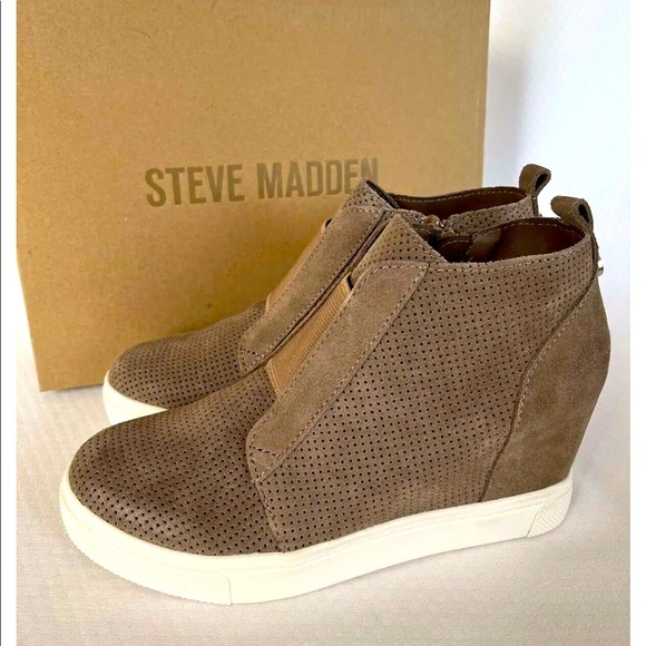 Steve Madden Shoes - Steve Madden Wedge Sneakers. Size 9 comes with box. Taupe color Suede.